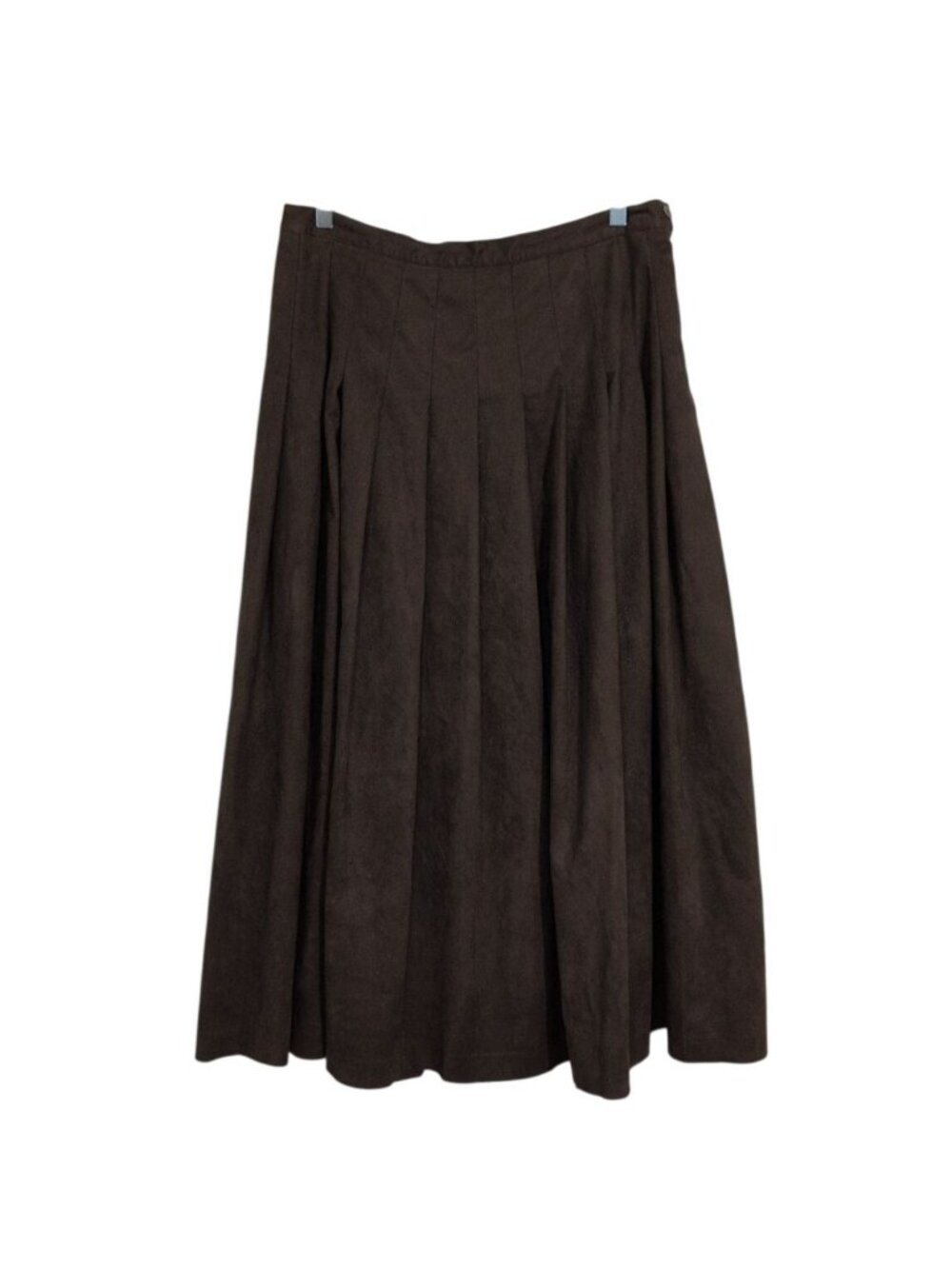Vintage Faux Suede Pleated Maxi Skirt Womens Size Large Western Modest Academia